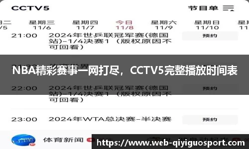 NBA精彩赛事一网打尽，CCTV5完整播放时间表