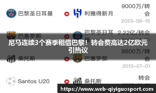 尼马连续3个赛季租借巴黎!转会费高达2亿欧元引热议